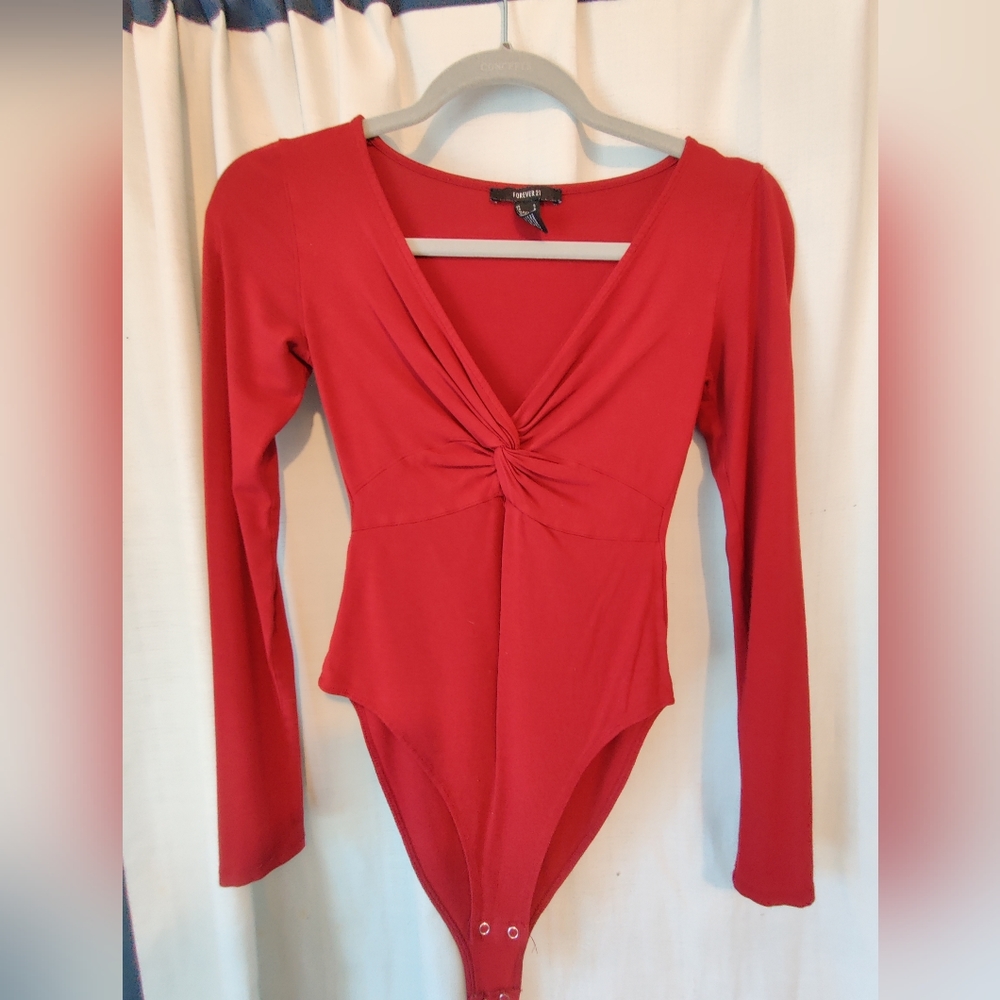 Deep red F21 Bodysuit